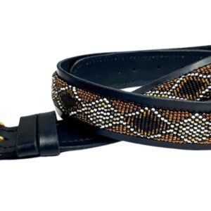Beaded copper Leather Belt