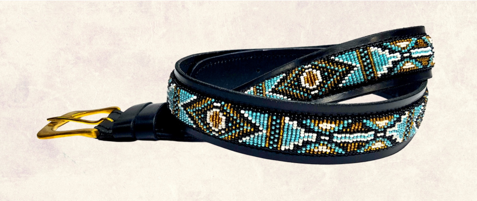 Beaded Leather Belt