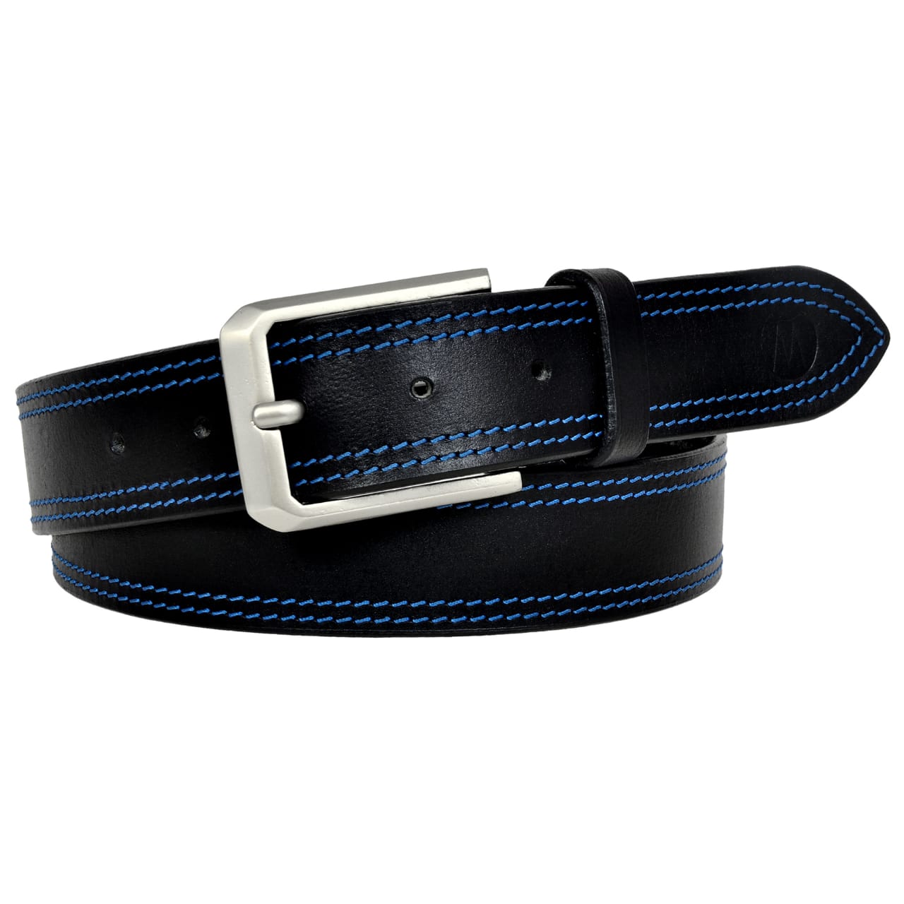 Blue stitched Leather Belt